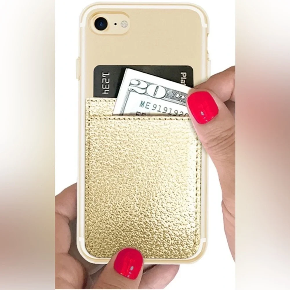 NEW IN BOX iDecoz Gold Phone Pocket ~ Peel and stick ~ Adhesive 💛